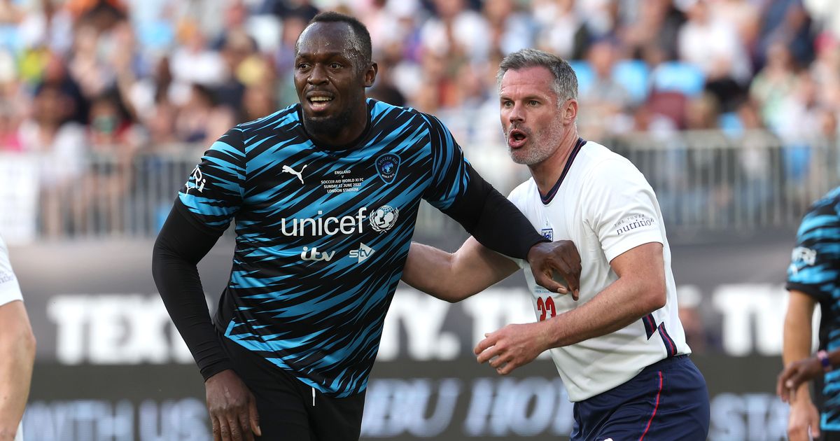 Lo que Usain Bolt le hizo a la ex estrella del Chelsea Andriy Shevchenko durante Soccer Aid 2022