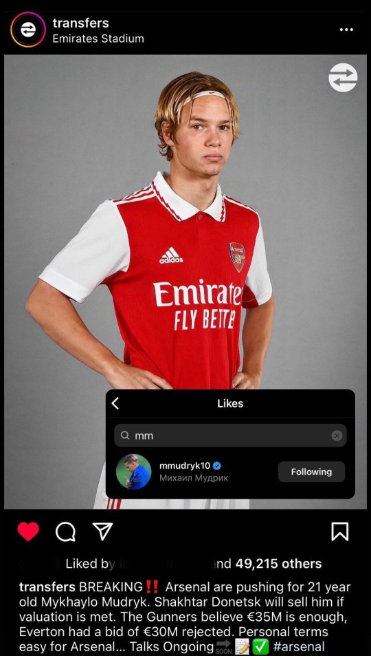 Mykhaylo Mudryk entusiasma a los fanáticos del Arsenal con los últimos movimientos