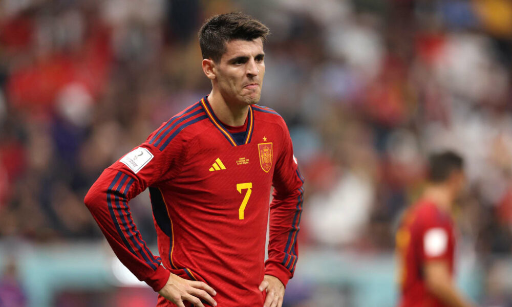 Álvaro Morata reacciona ante el empate de España con Alemania